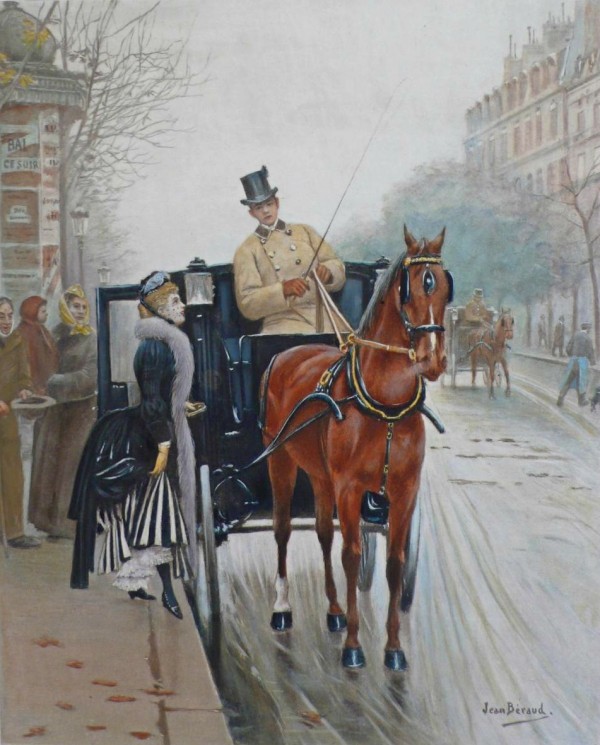 Lady entering the carriage by Jean Beraud